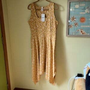 Pact Organic Cotton Blend Dress Pockets Handkerchief Hem Fit and Flare XL